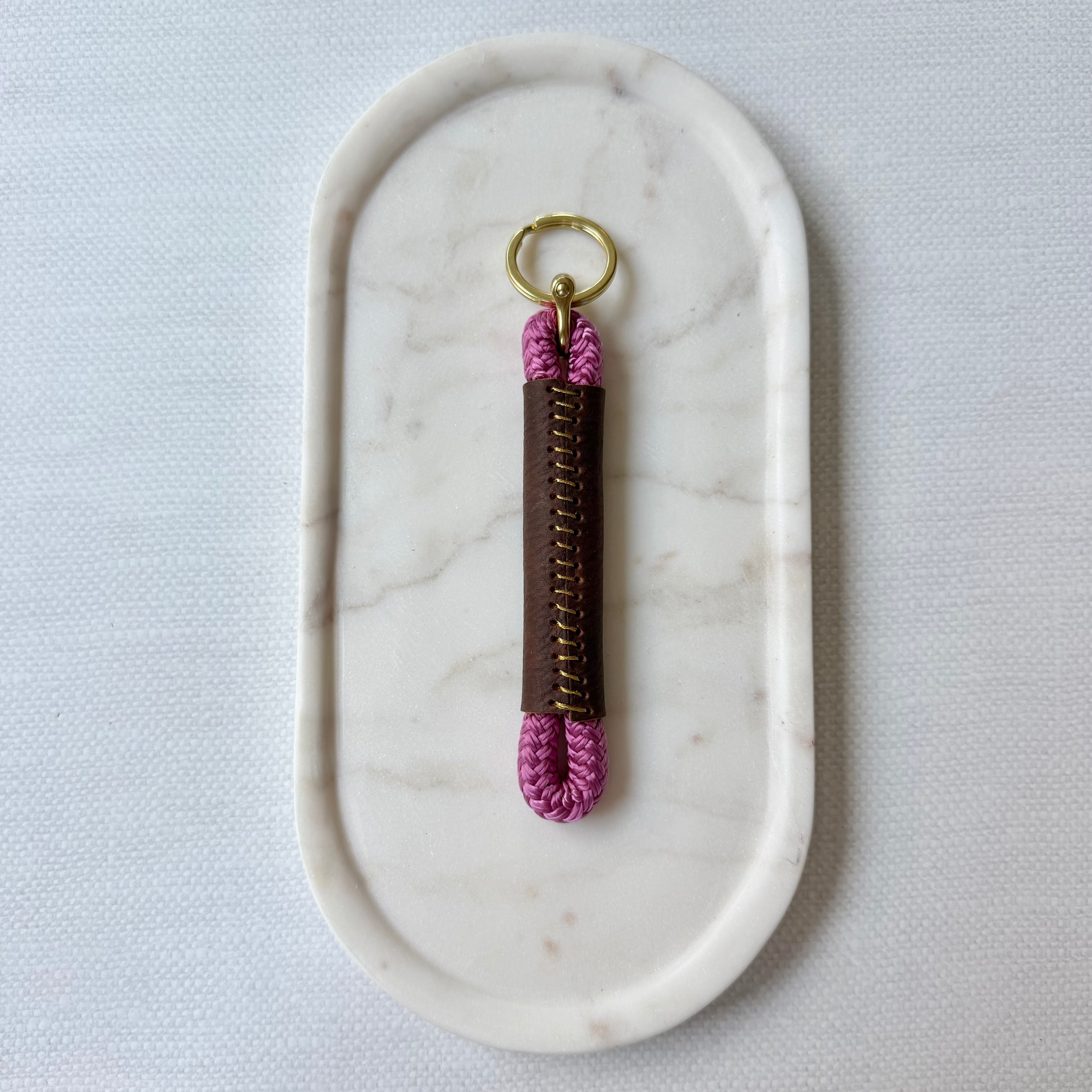 #103 Rope and Leather Keychain // Purple Beach Rose (1st quality)
