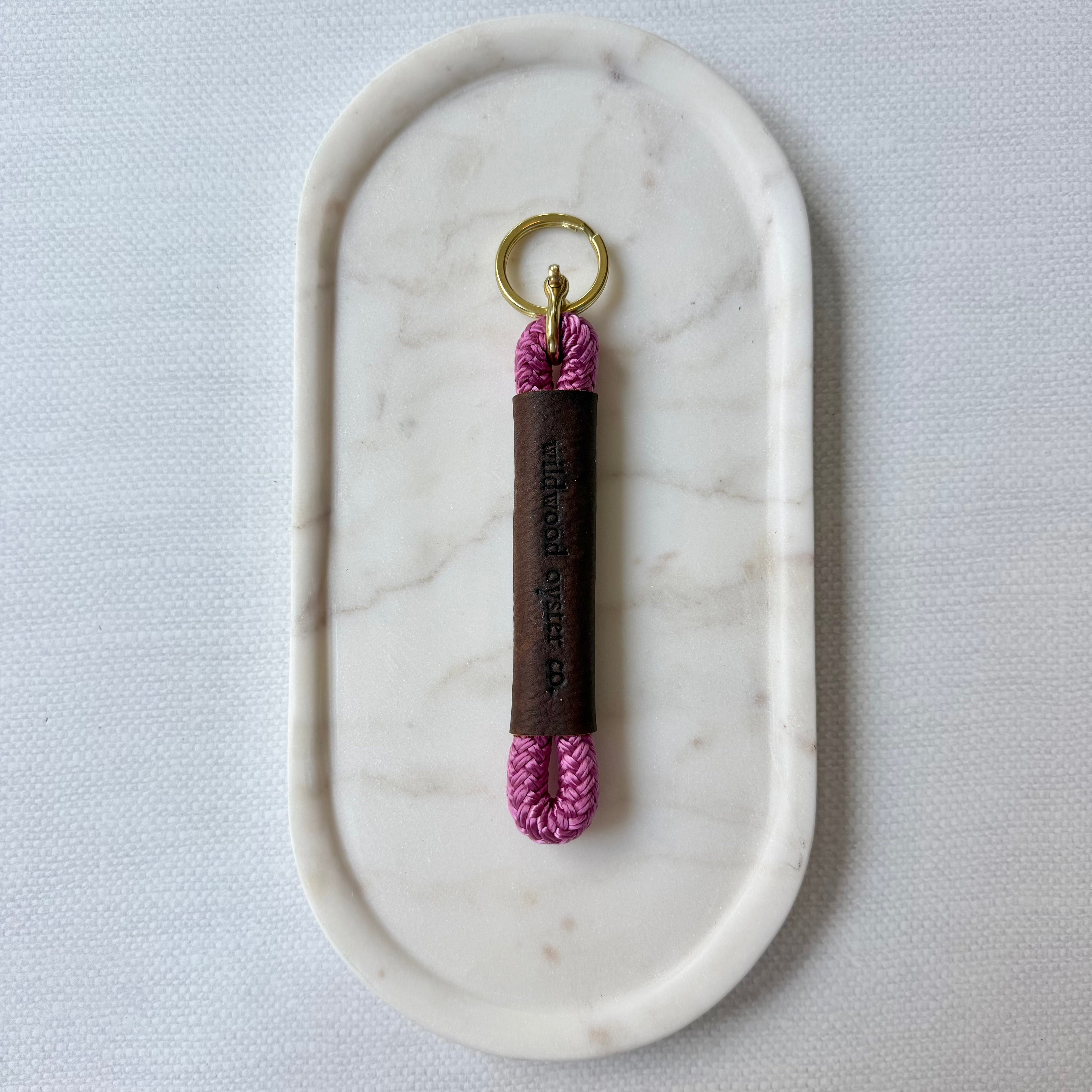 #103 Rope and Leather Keychain // Purple Beach Rose (1st quality)
