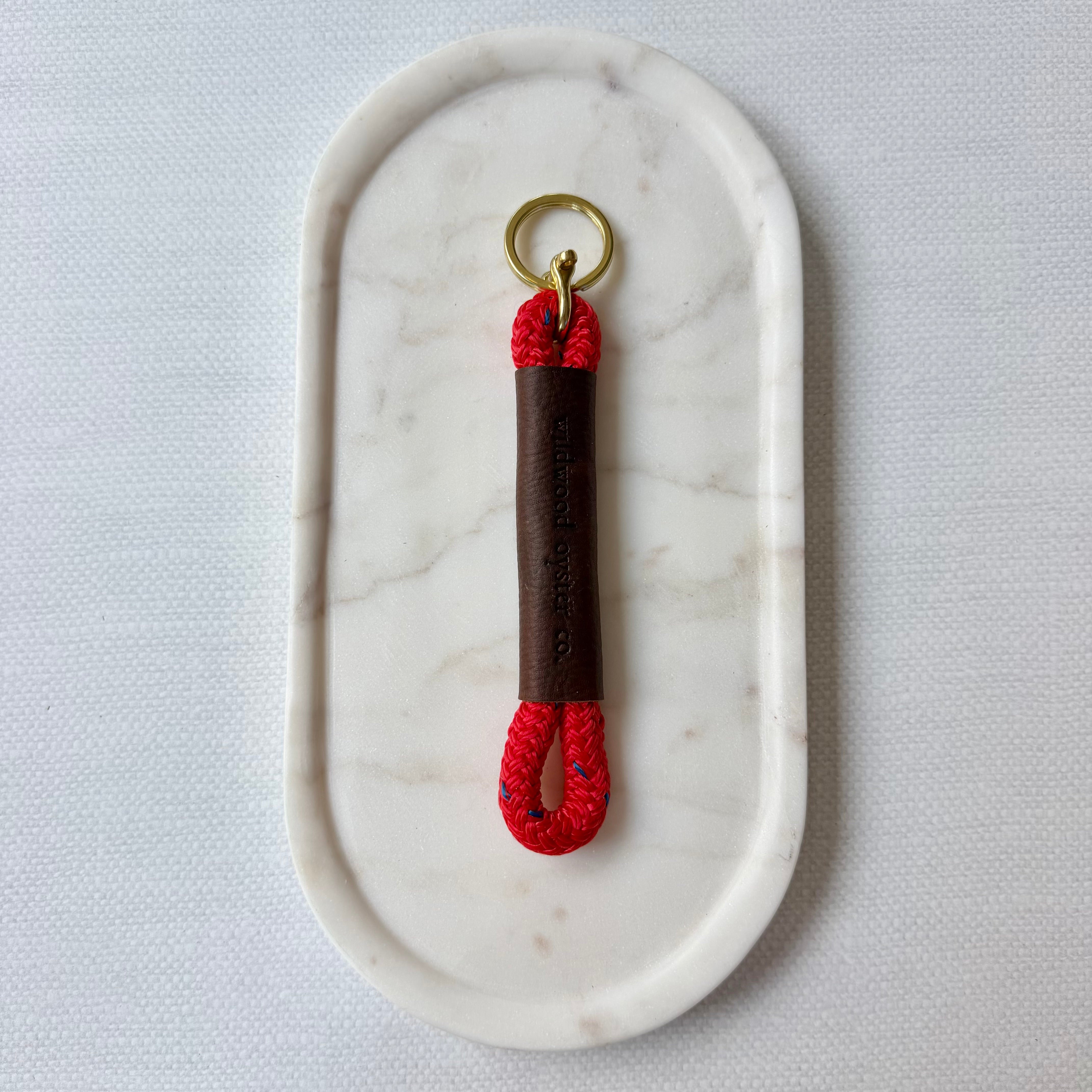 #106 Rope and Leather Keychain // Winterberry Red (1st quality)