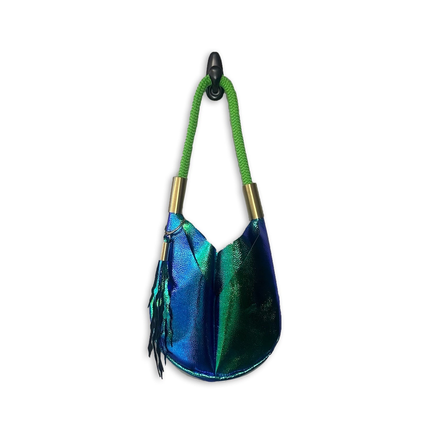 #13 Original Wildwood Bag in Blue Opal | Small with 24" Neon Green Dock Line + Matching Seaweed Tassel