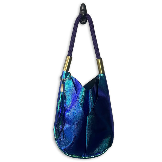 #14 Original Wildwood Bag in Blue Opal | Large with 24" Limited Edition Purple Mussel Dock Line + Matching Seaweed Tassel