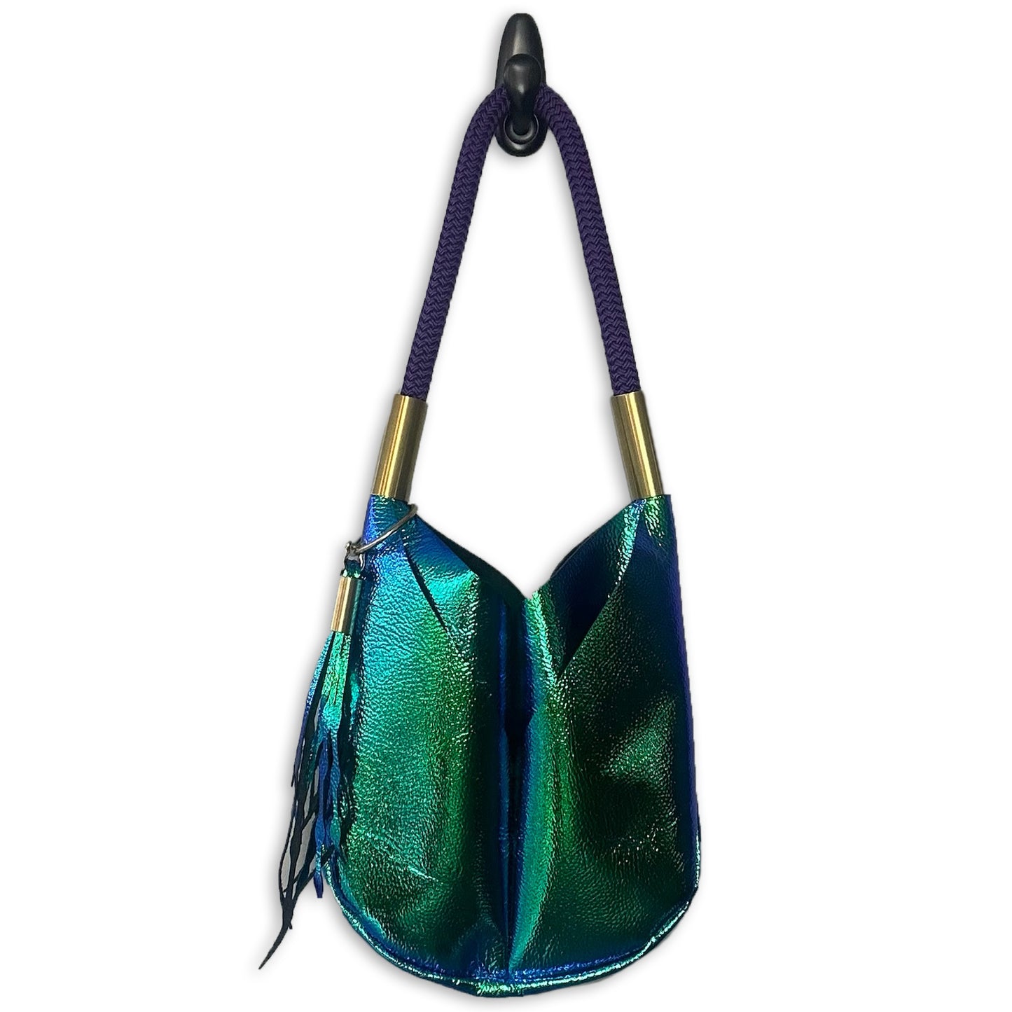 #15 Original Wildwood Bag in Blue Opal | Small with 24" Limited Edition Purple Mussel Dock Line + Matching Seaweed Tassel