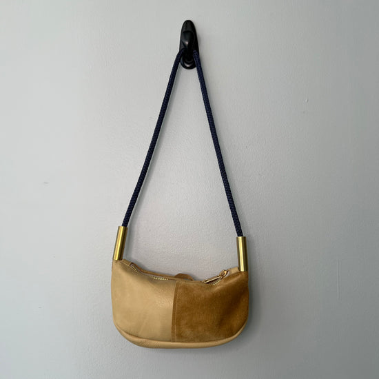 #15 Zip Crossbody | in Sand Leather with 35" Limited Edition Navy Dock Line