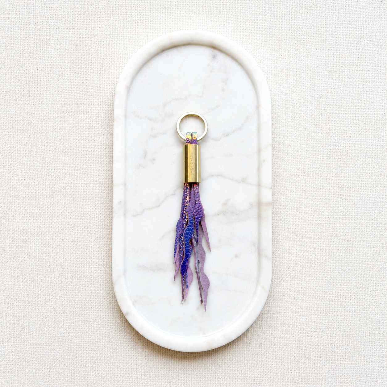 #16 Seaweed Fringe Keychain // Purple Opal Leather (1st quality)