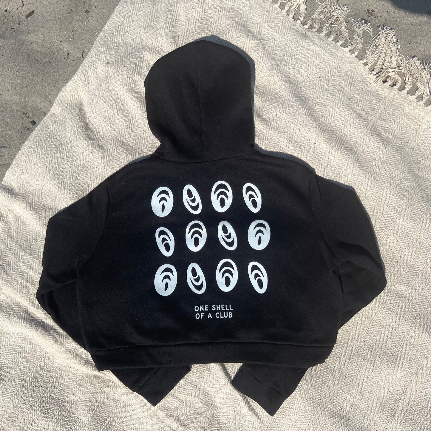 #17 Black Zip Beach Club Cropped Hoodie (Driftwood)