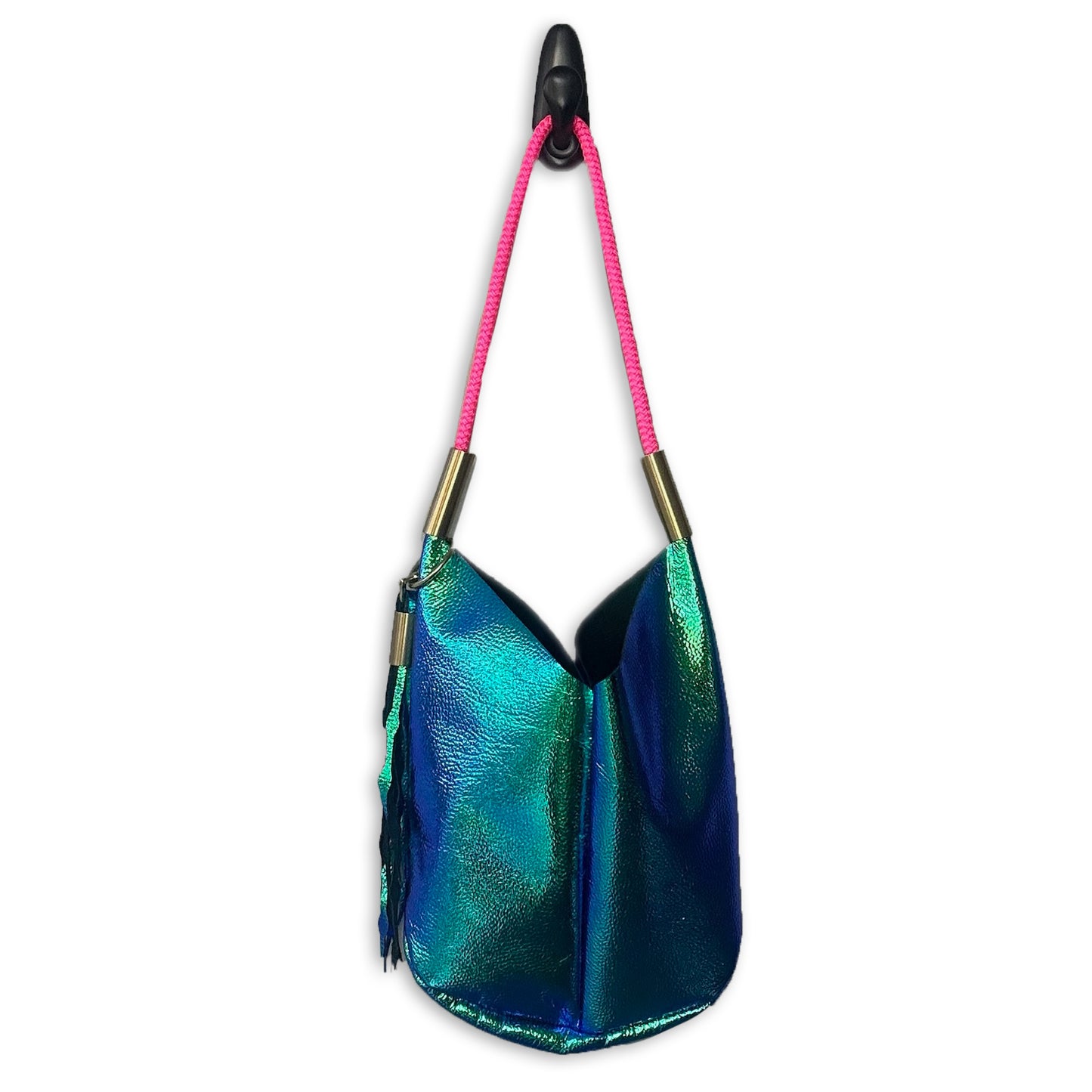 #22 Mermaid Purse in Blue Opal | with 25" Neon Pink Dock Line + Matching Seaweed Tassel