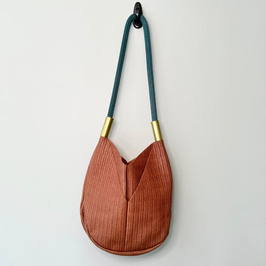 #18 Original Wildwood Bag | Large Brown Basketweave Crossbody with 40" Seaside Teal Dock line