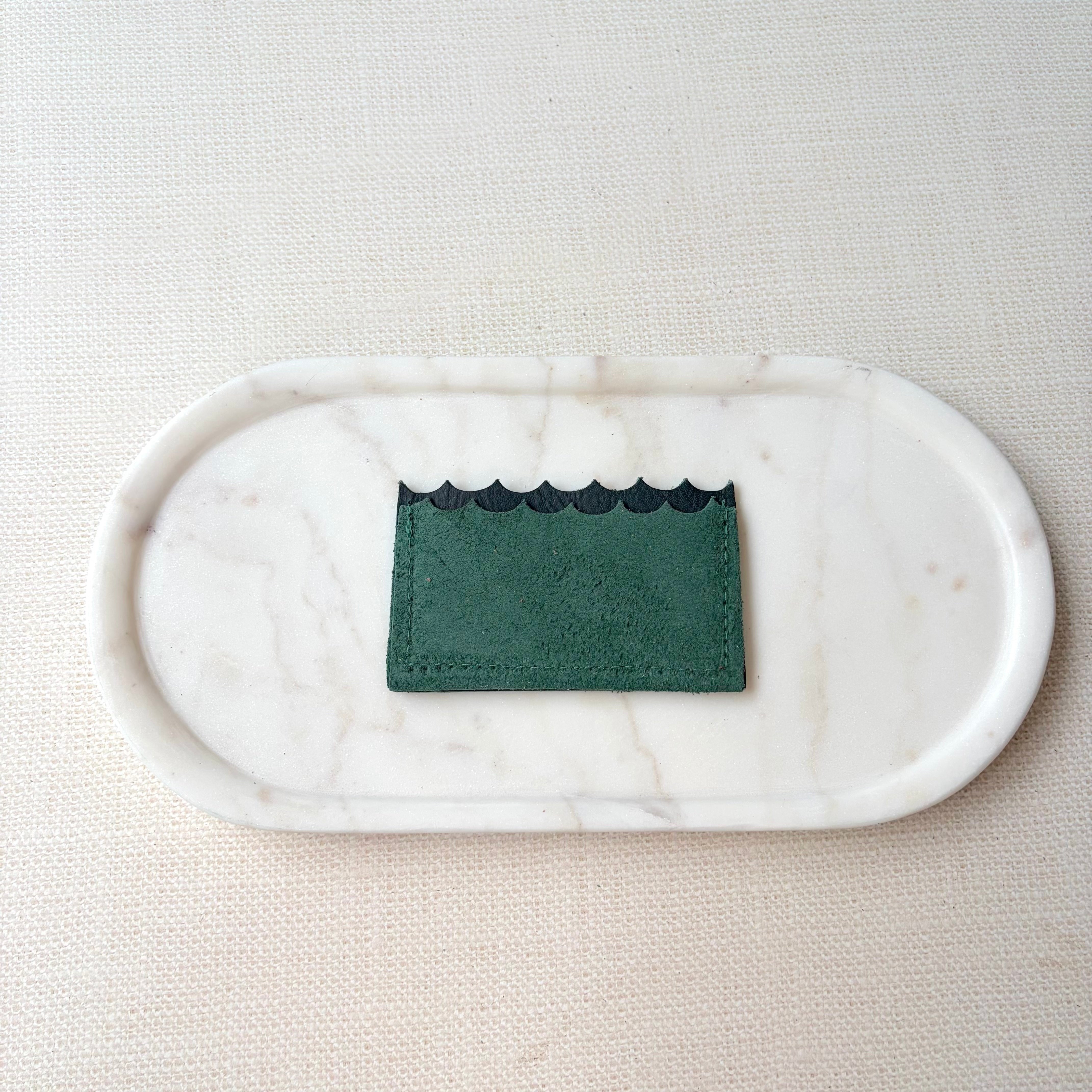 #28 Mini Wallet with Oyster Shell // Emerald Green Leather