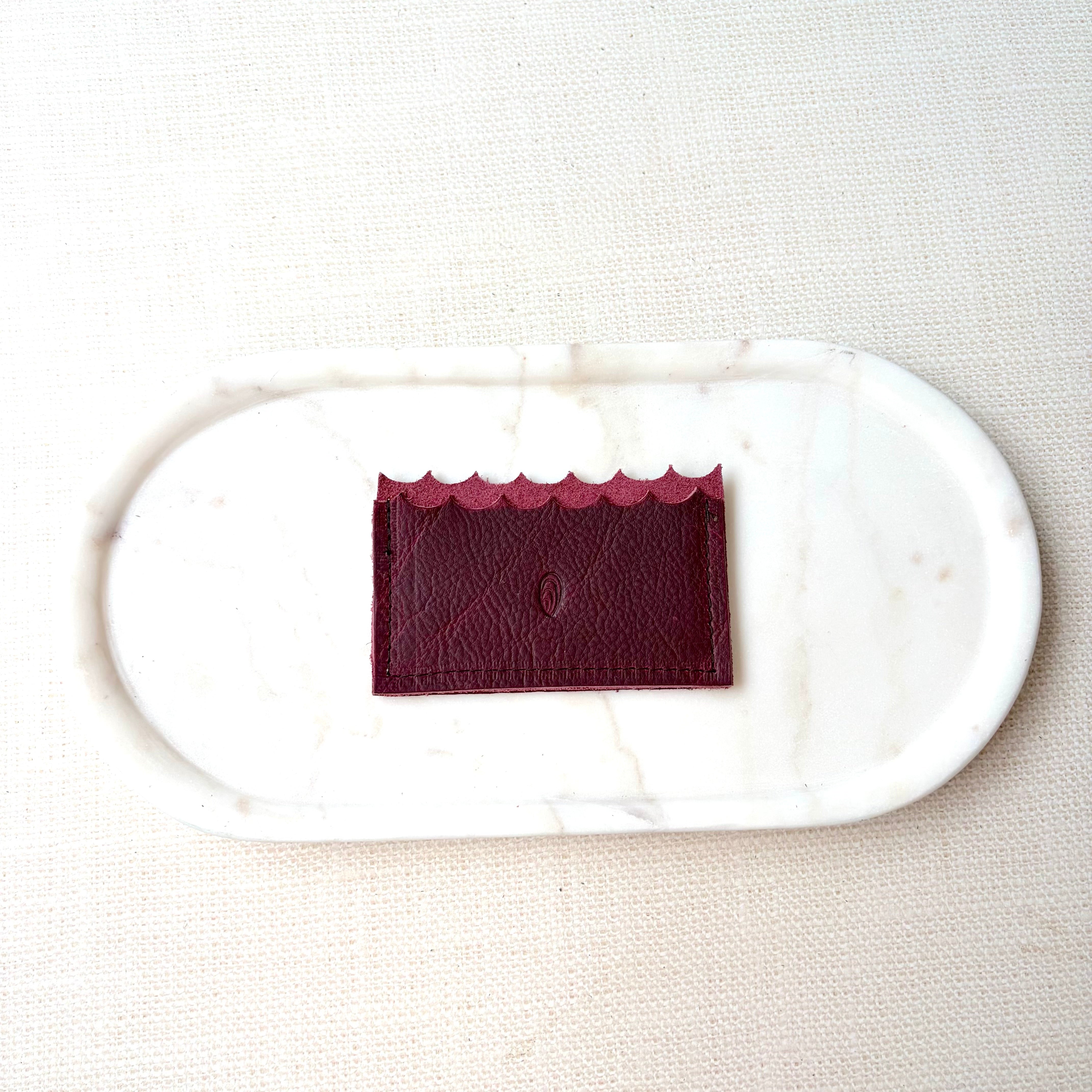 #29 Mini Wallet with Oyster Shell // Garnet Leather