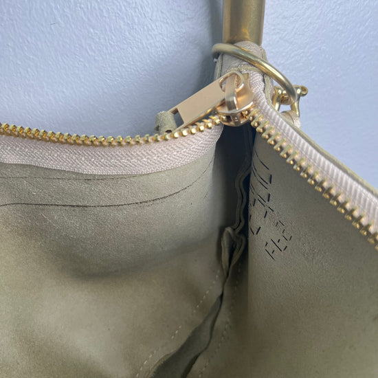 #30 Sling Bag in Limited Edition Gold Leather with 25" Oyster Shell Gold Dock Line + Matching Seaweed Tassel