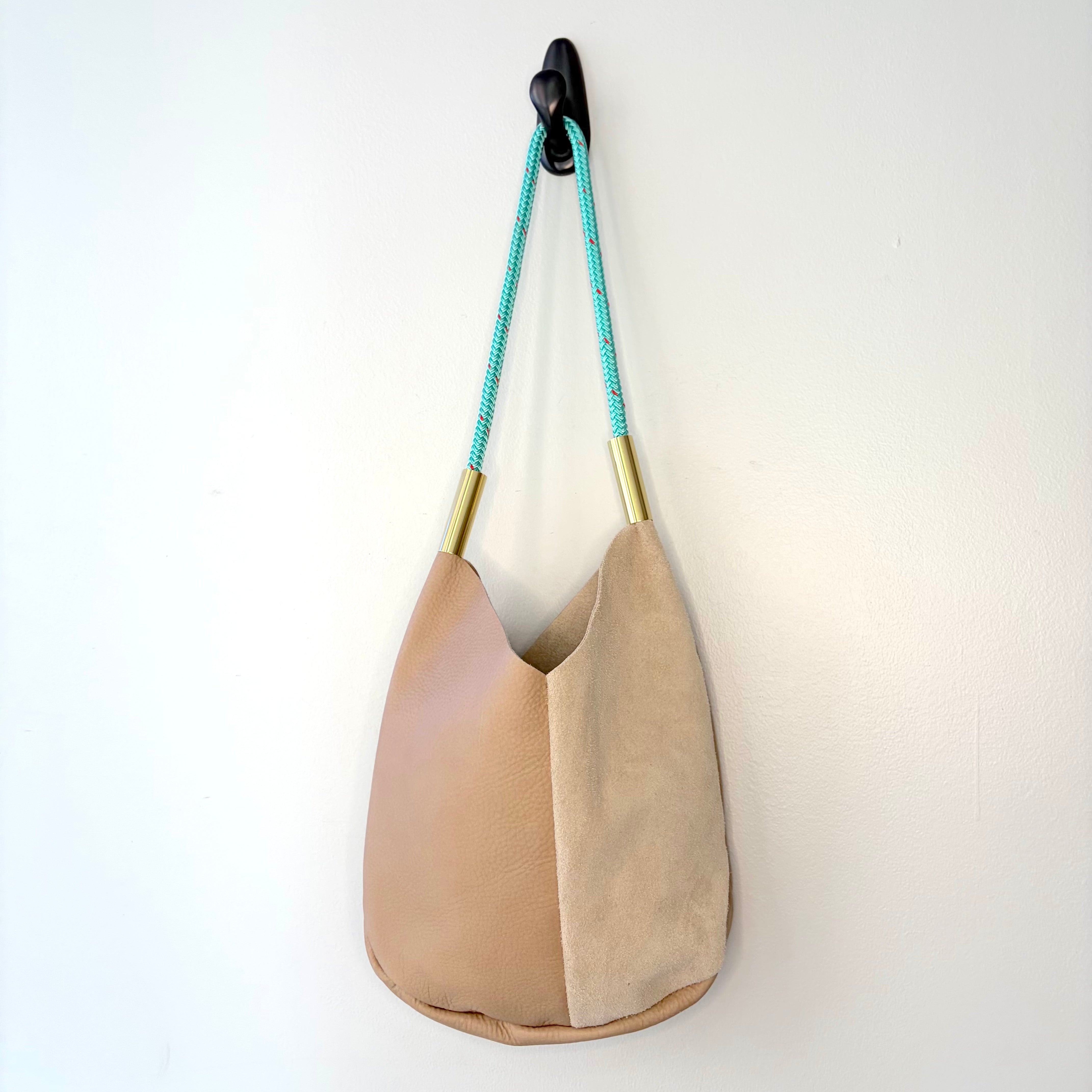 #34 Mermaid Purse // Warm Sand Leather with 25" Seafoam Green Dock Line (2nd quality)
