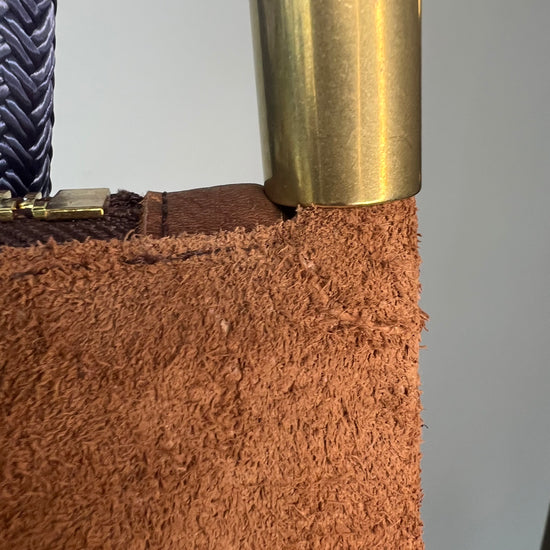 #35 Zip Crossbody | in Brown Leather with 50" Limited Edition Navy Dock Line