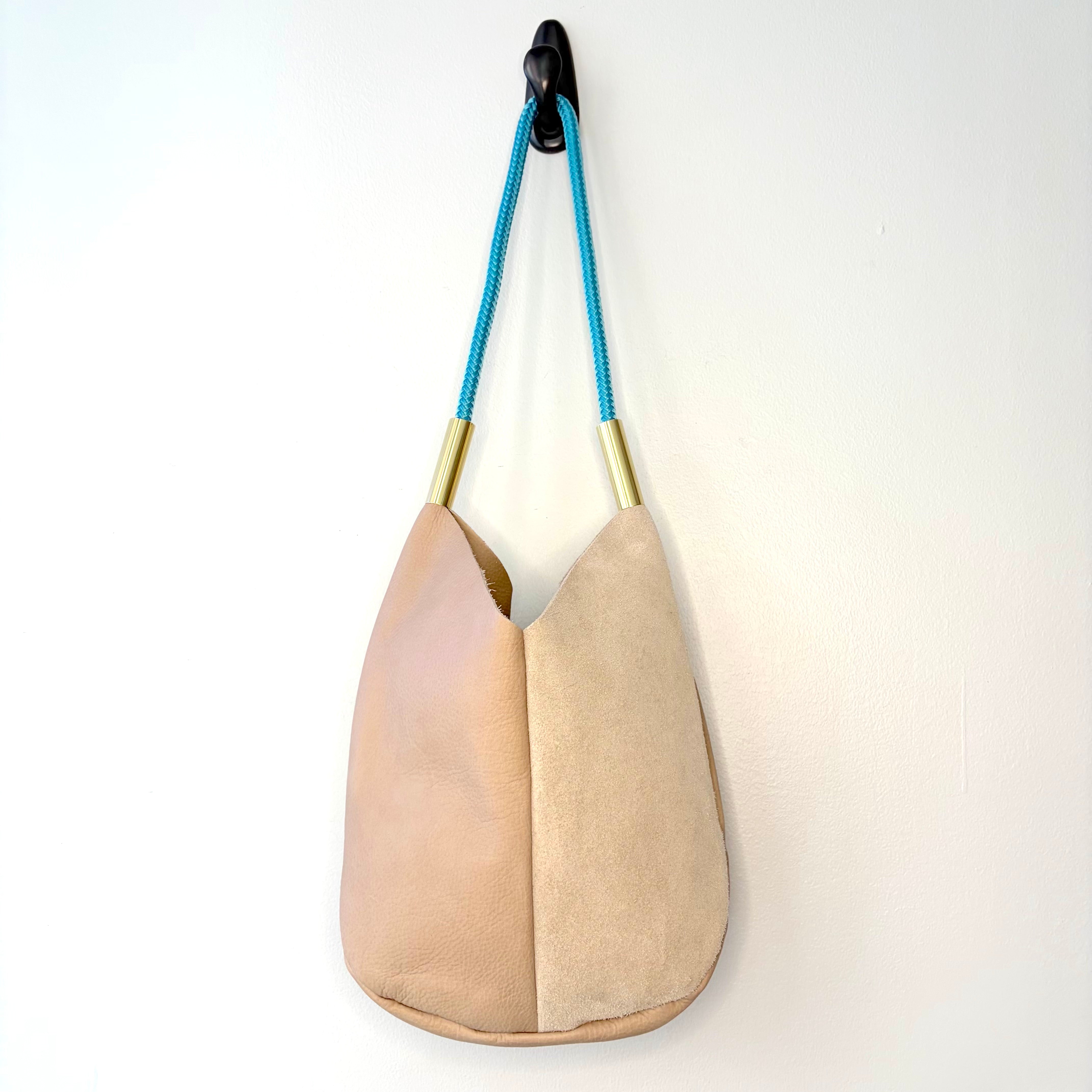 #35 Mermaid Purse // Warm Sand Leather with 25" Caribbean Blue Dock Line (2nd quality)