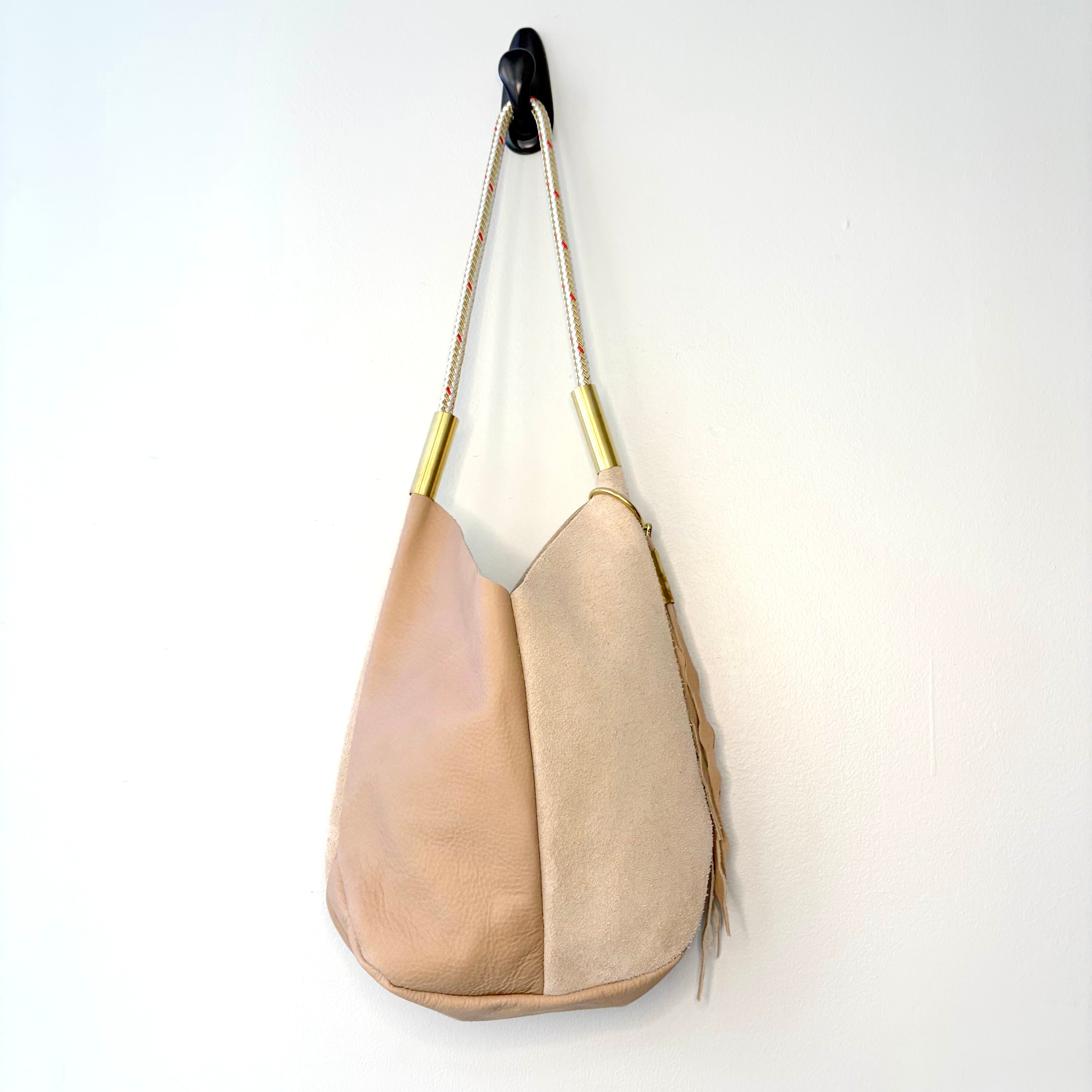 #36 Mermaid Purse // Warm Sand Leather with 25" Oyster Shell Gold Dock Line + Matching Seaweed Tassel (2nd quality)