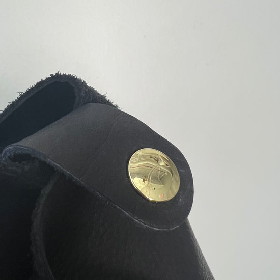 #41 Mermaid Purse | in Black Leather with 25" Oyster Shell Gold Dock Line