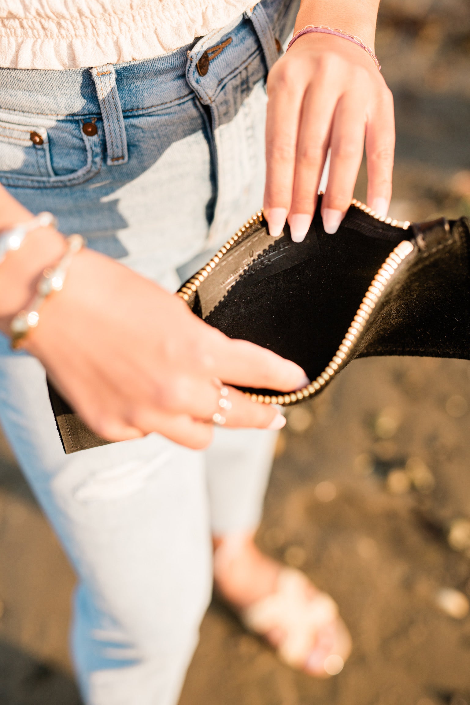 Leather Clutch + Rope Wristlet // in Black Leather