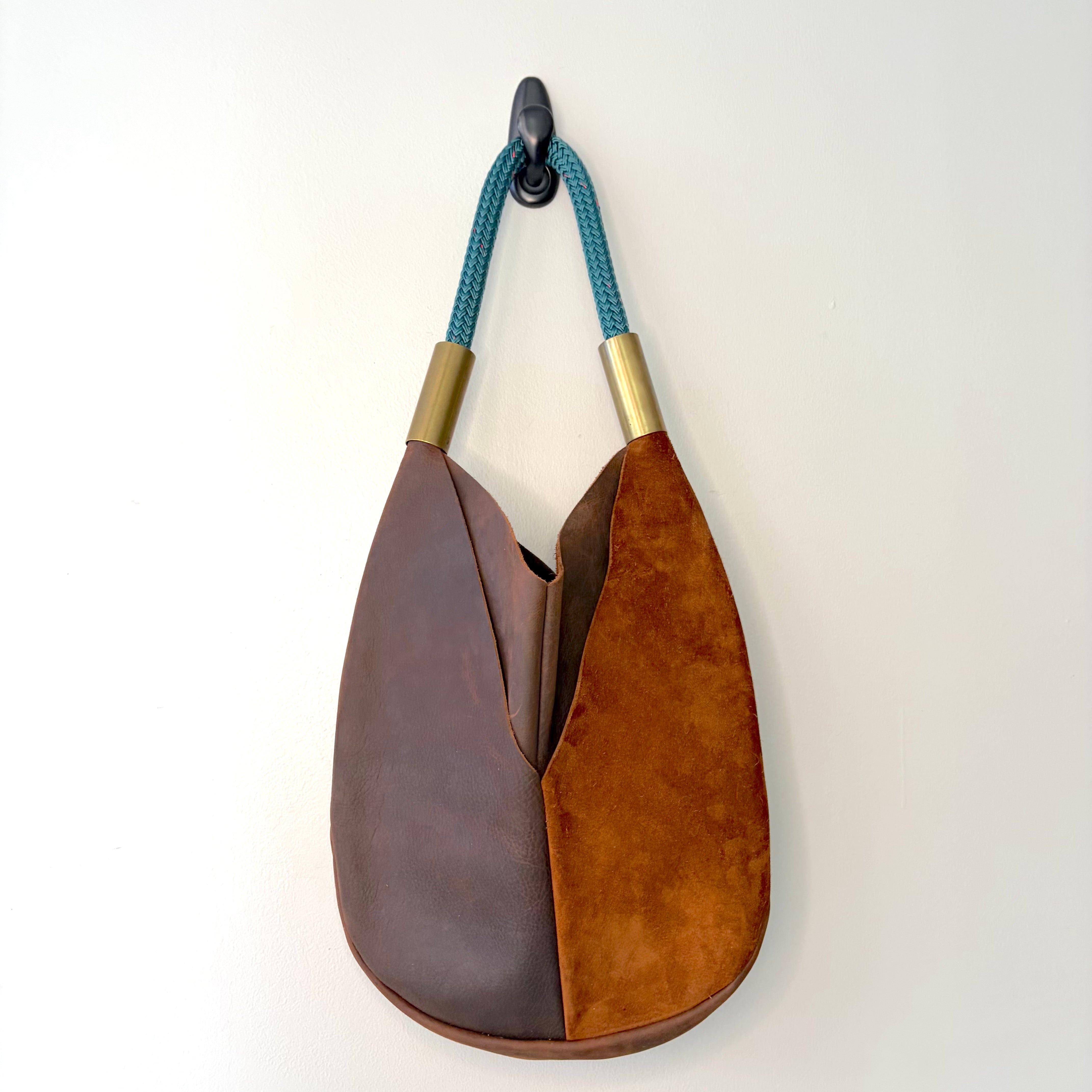 #57 Original Wildwood Bag | Large // Brown Leather with 20" Seaside Teal Dock Line (2nd quality)