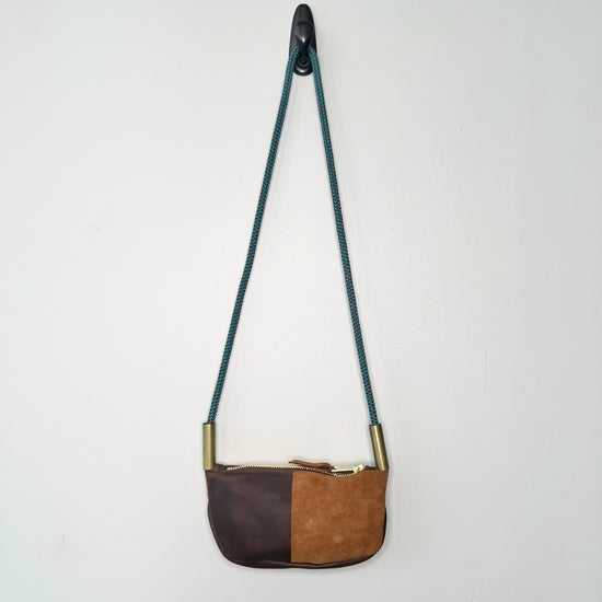 #3 Zip Crossbody in Brown Leather | with 50" Seaside Teal Dock Line
