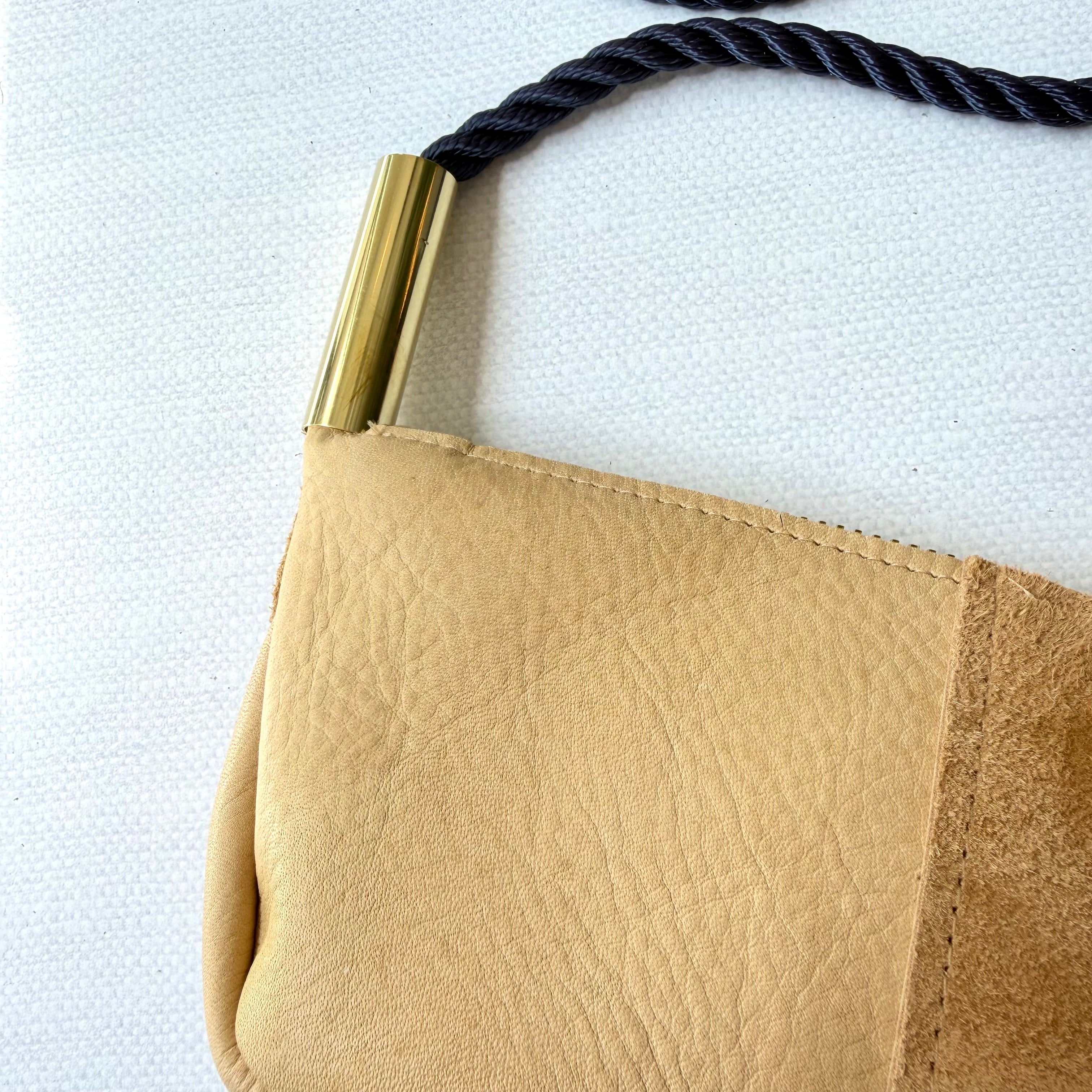 #69 Zip Crossbody // Warm Sand Leather with 50" New England Navy Dock Line + Warm Sand Mini Wallet (2nd quality)