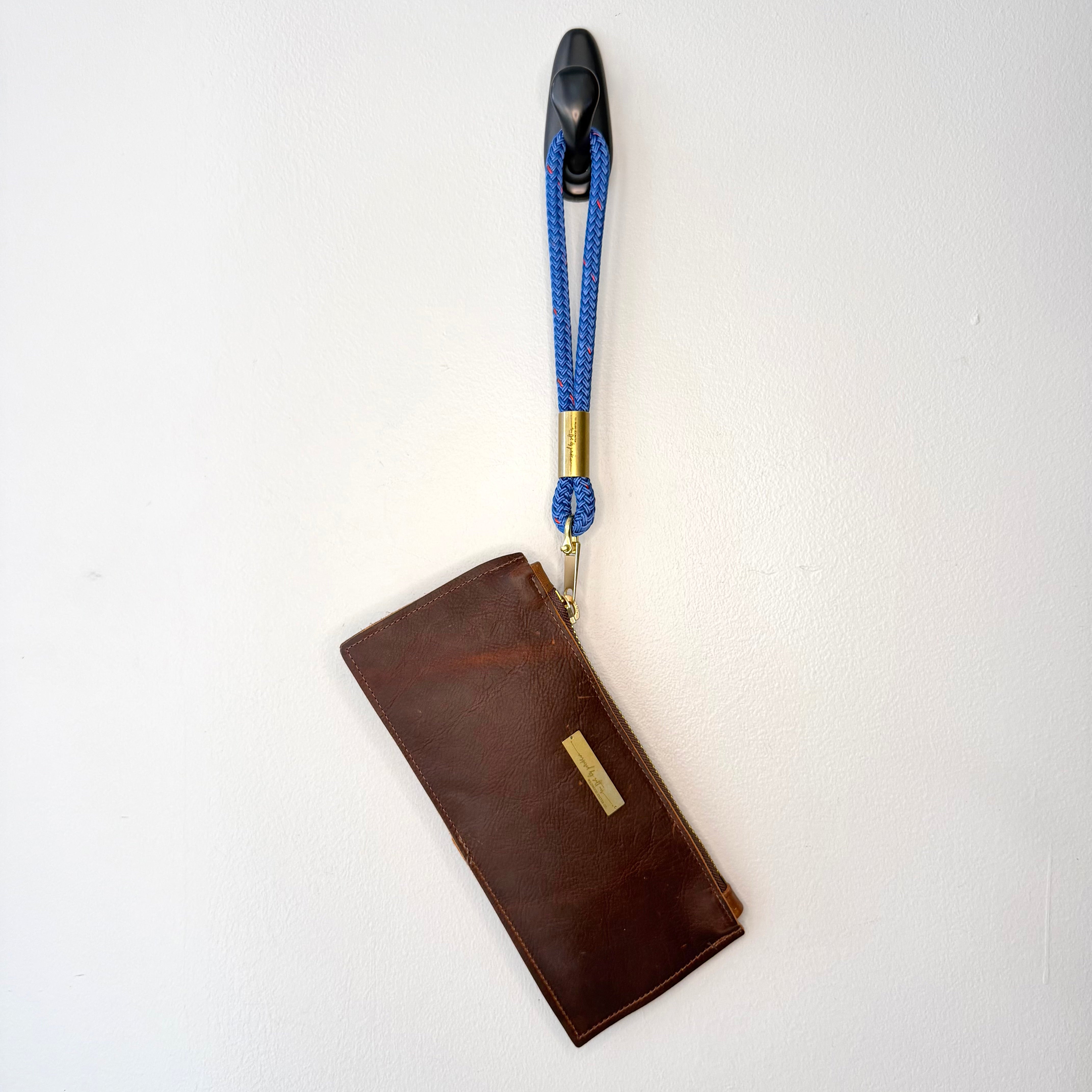 #74 Brown Leather Clutch with Harborside Blue Rope Wristlet (1st quality)