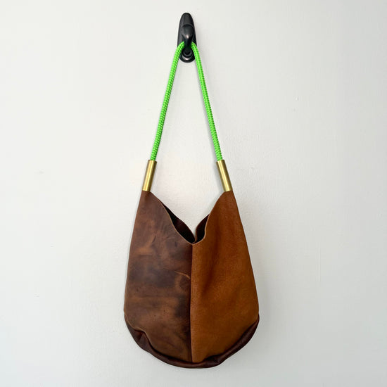 #42 Mermaid Purse | in Brown Leather with 25" Neon Green Dock Line
