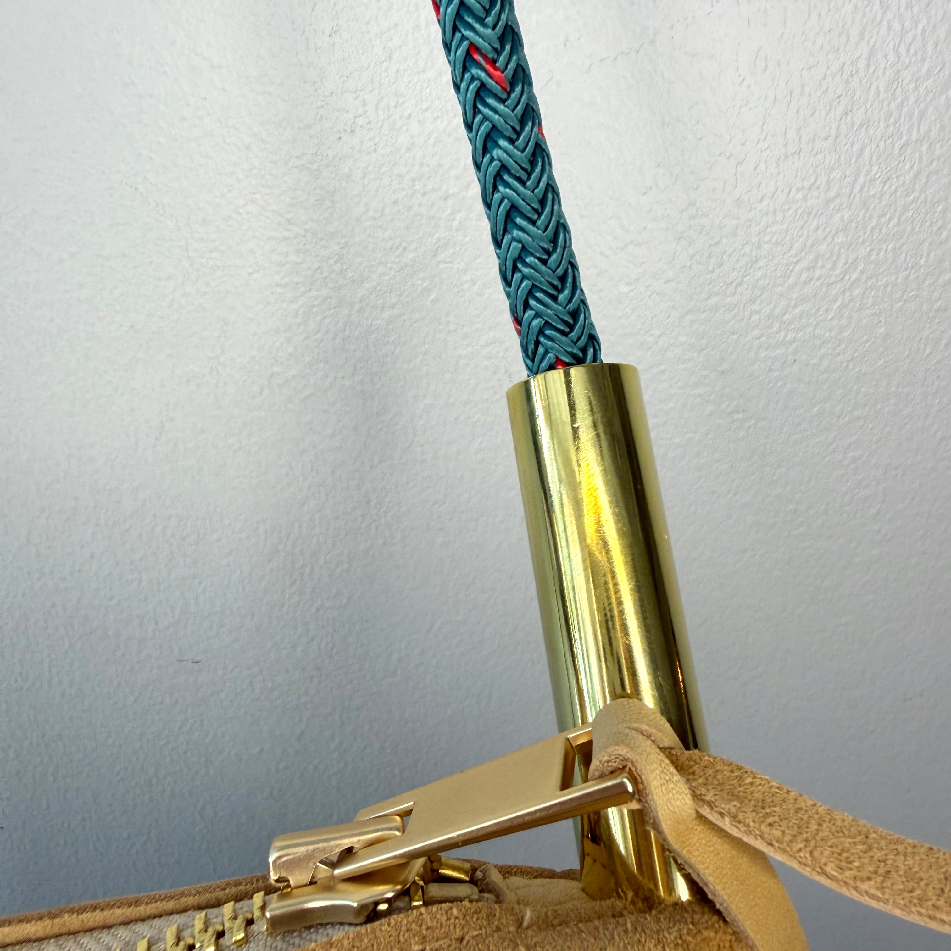 #79 Zip Crossbody // Sand Leather with 35" Seaside Teal Dock Line + Matching Seaweed Tassel (2nd quality)