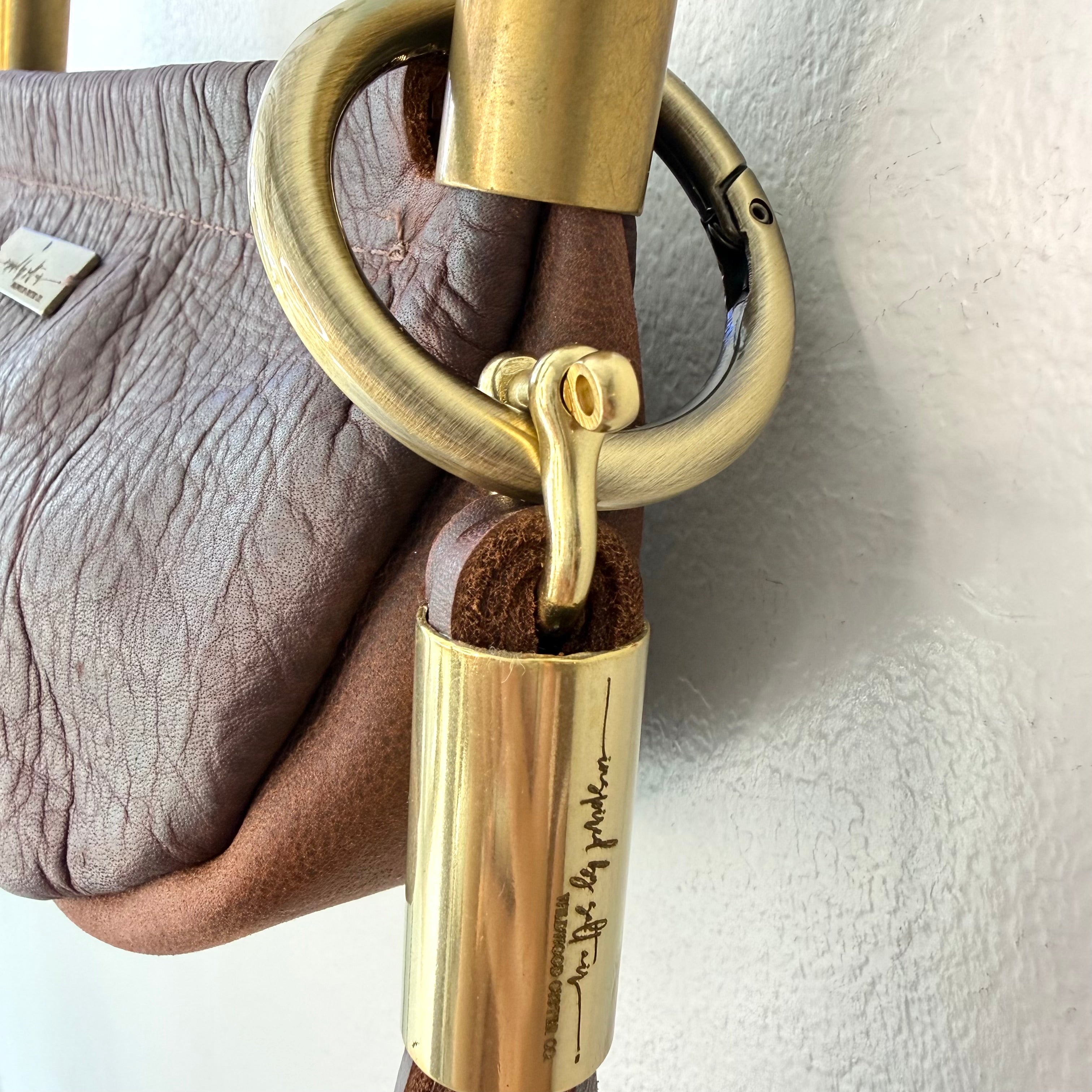 #82 Clam Shell // Brown Leather with 19" Caribbean Blue Dock Line + Matching Seaweed Tassel (2nd quality)