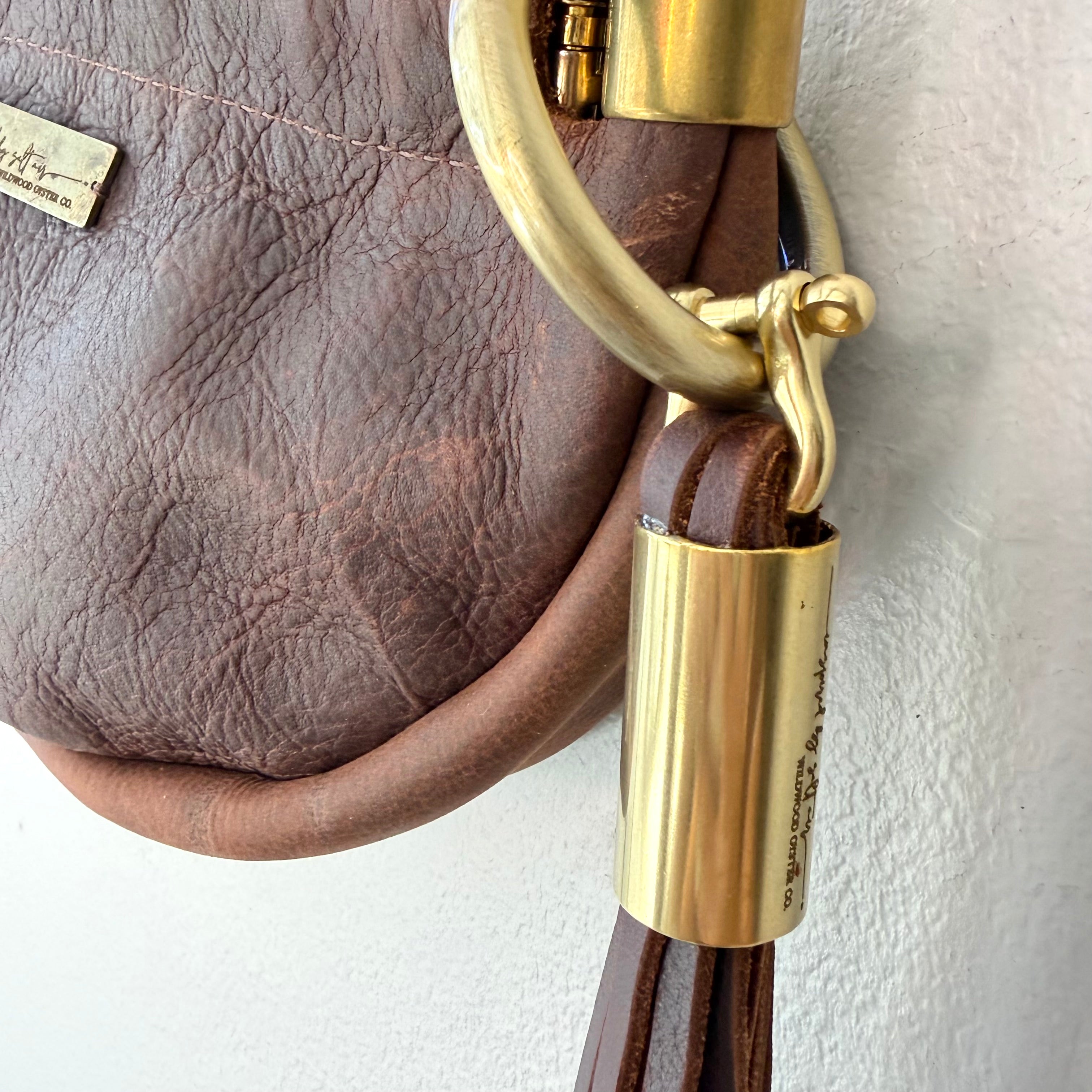 #83 Clam Shell // Brown Leather with 19" Neon Orange Dock Line + Matching Seaweed Tassel (2nd quality)