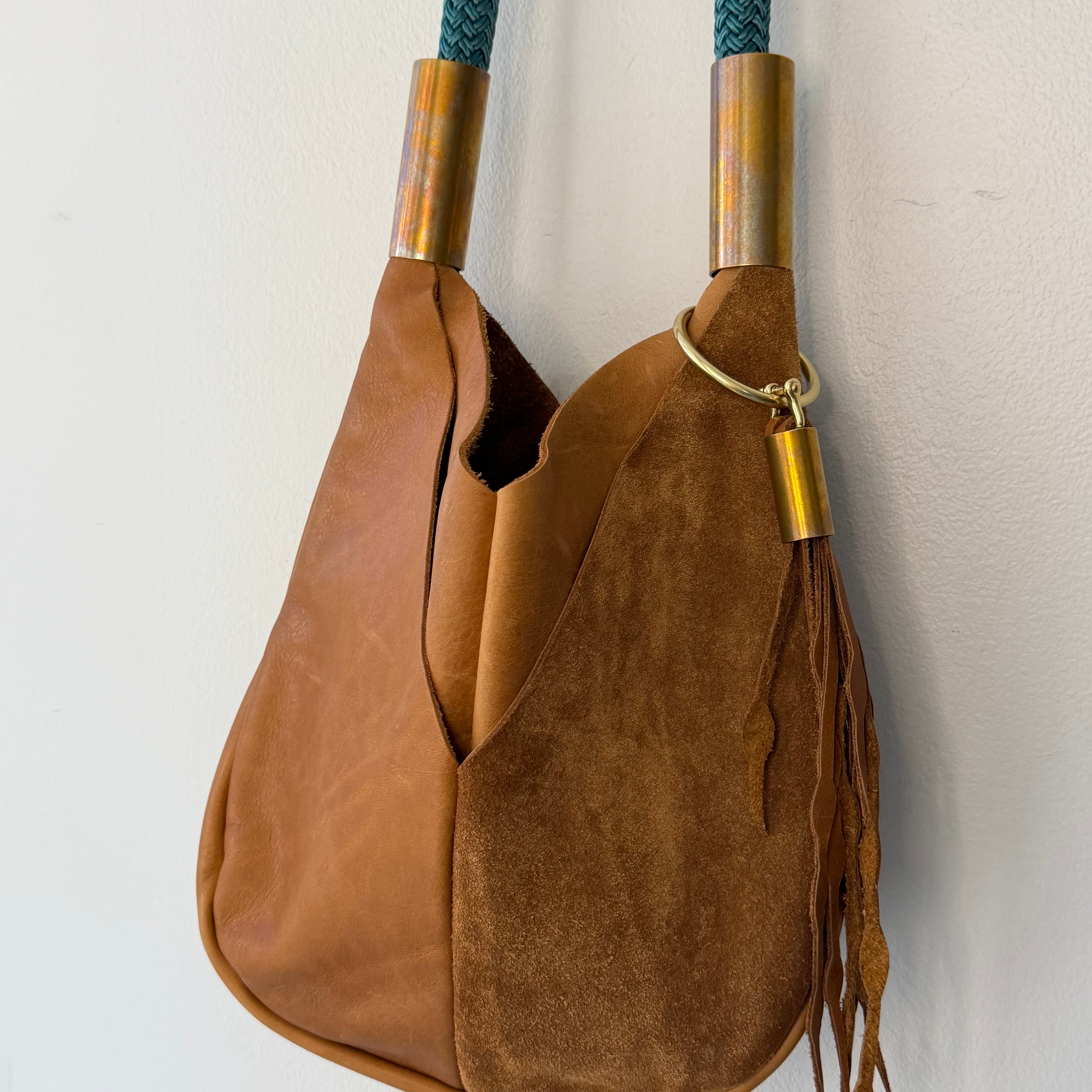 #92 Original Wildwood Bag | Small // Beach Nut Leather with 24" Seaside Teal Dock Line (1st quality)