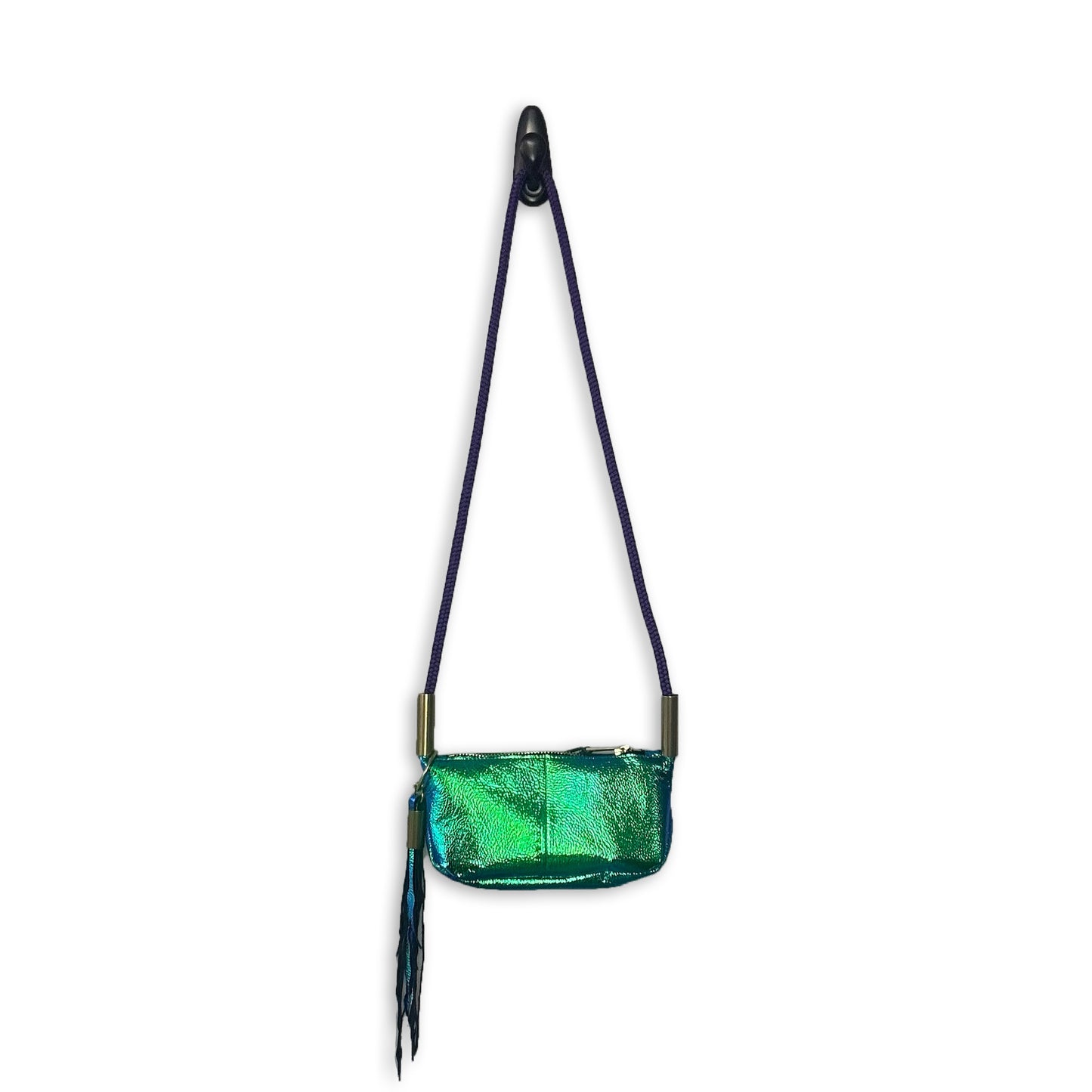 #09 Zip Crossbody in Blue Opal | with 50" Limited Edition Purple Mussel Dock Line + Matching Seaweed Tassel