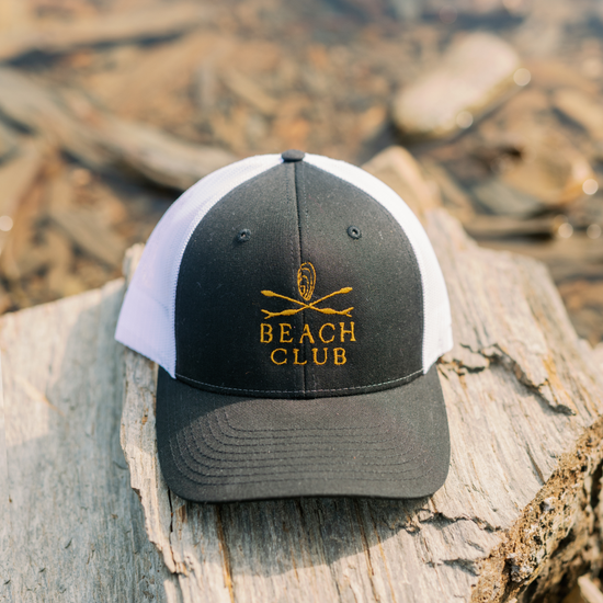 Beach Club Trucker Hat in Black and White