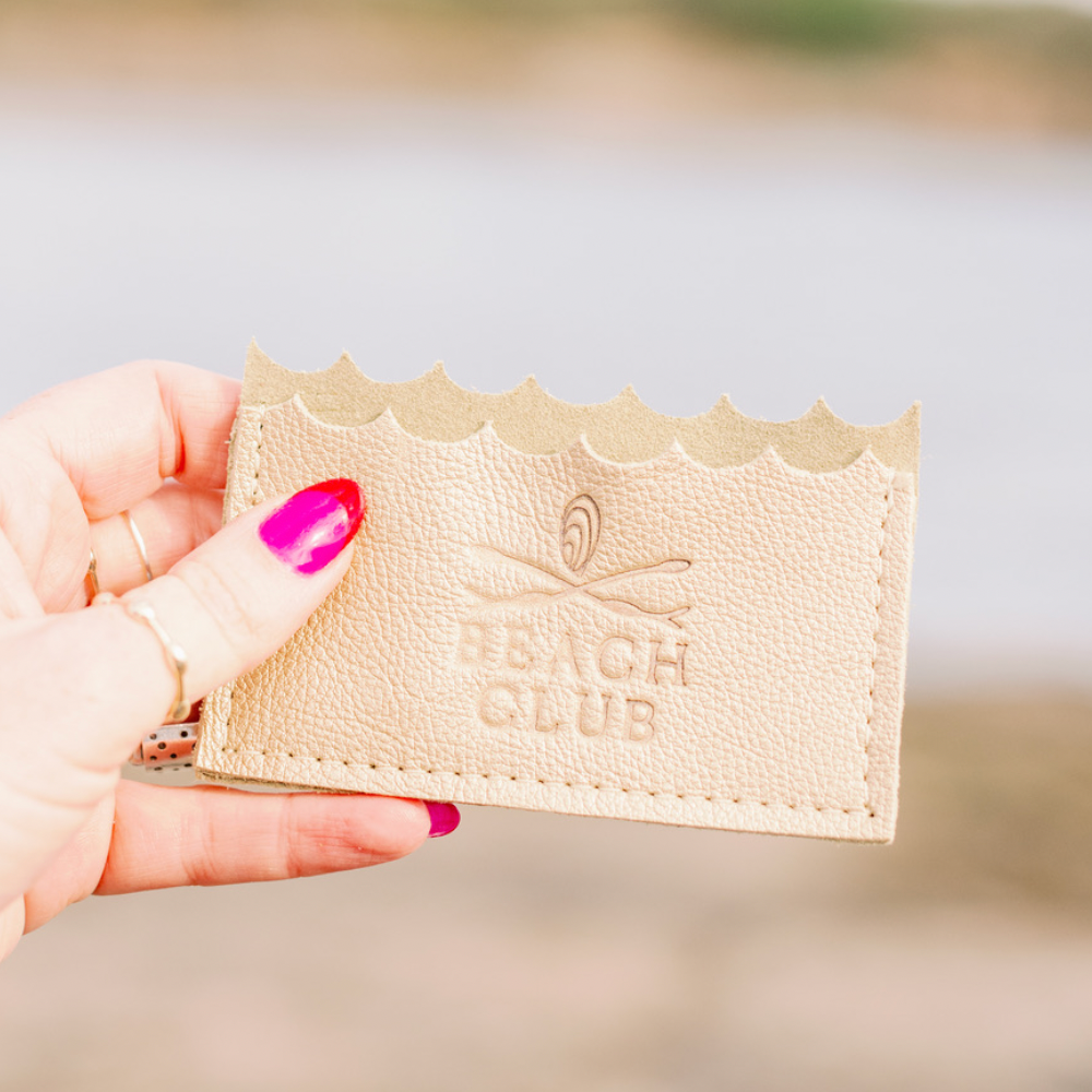 beach club mini wallet in gold leather