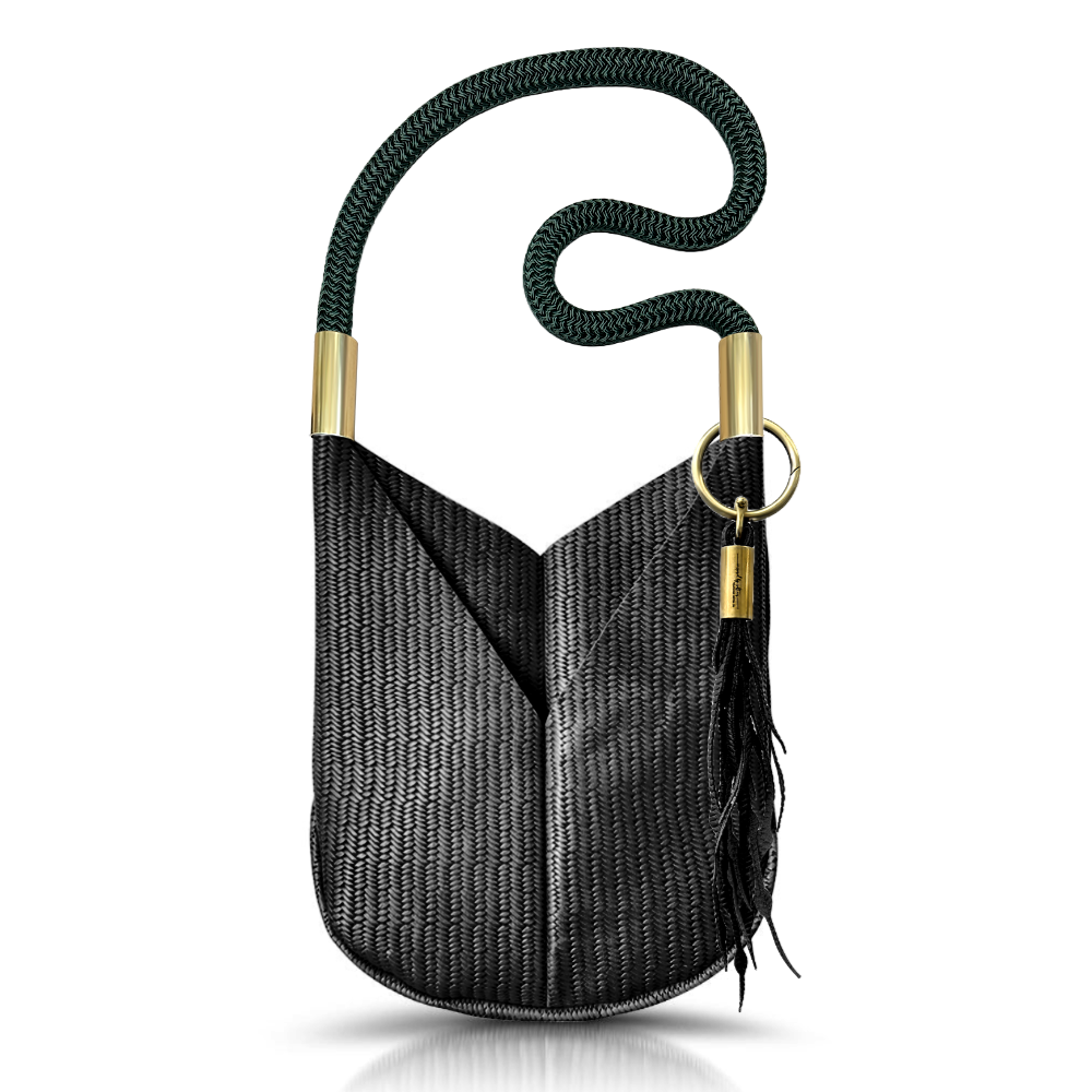 Original Wildwood Bag | Large Crossbody in Black Basketweave Leather