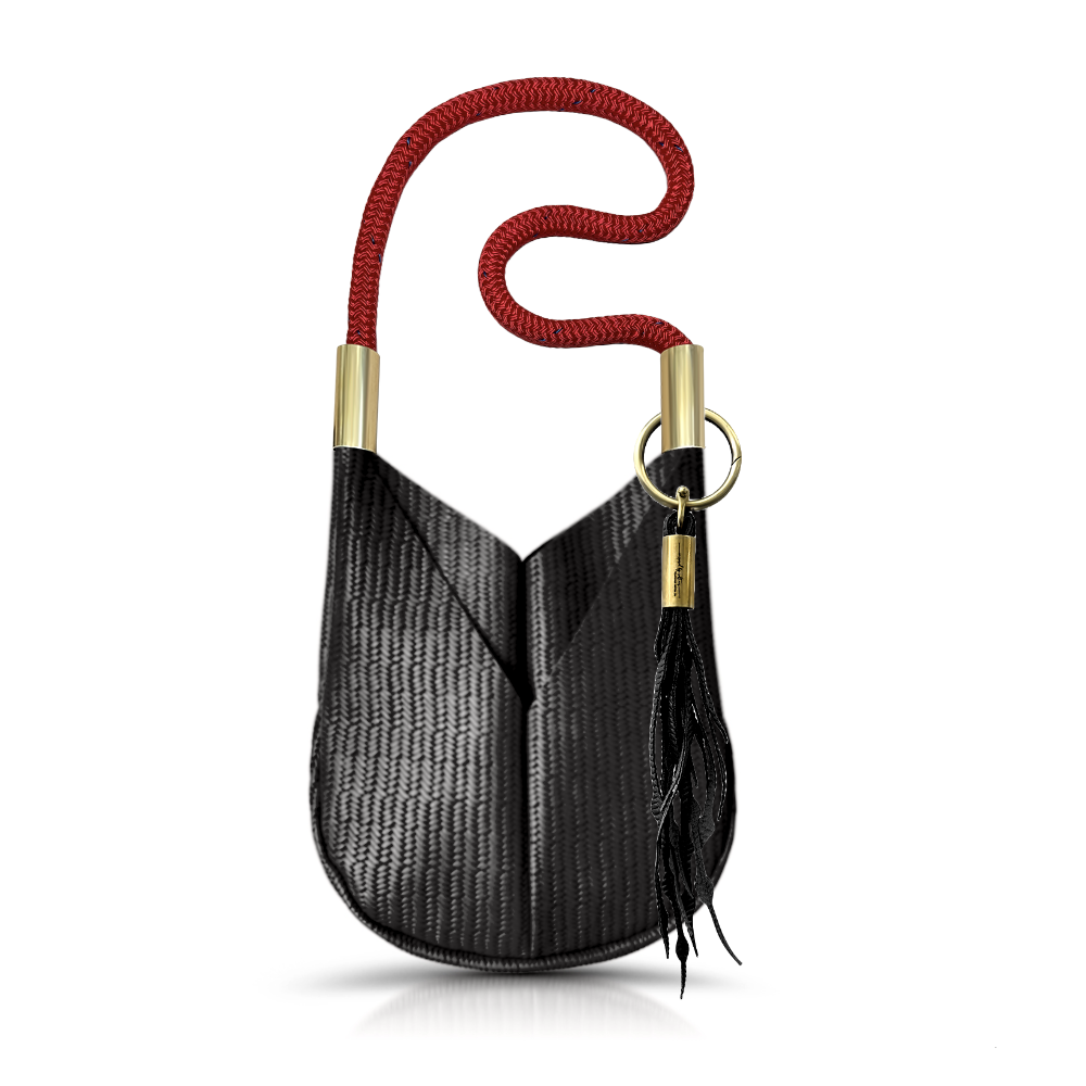 Original Wildwood Bag | Small Crossbody in Black Basketweave Leather