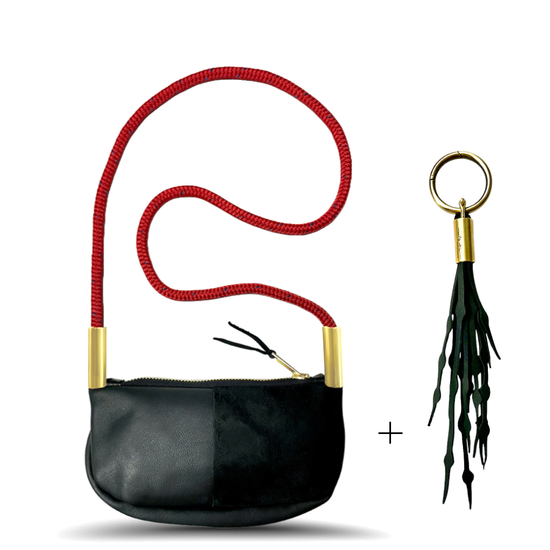 Zip Crossbody in Black Leather