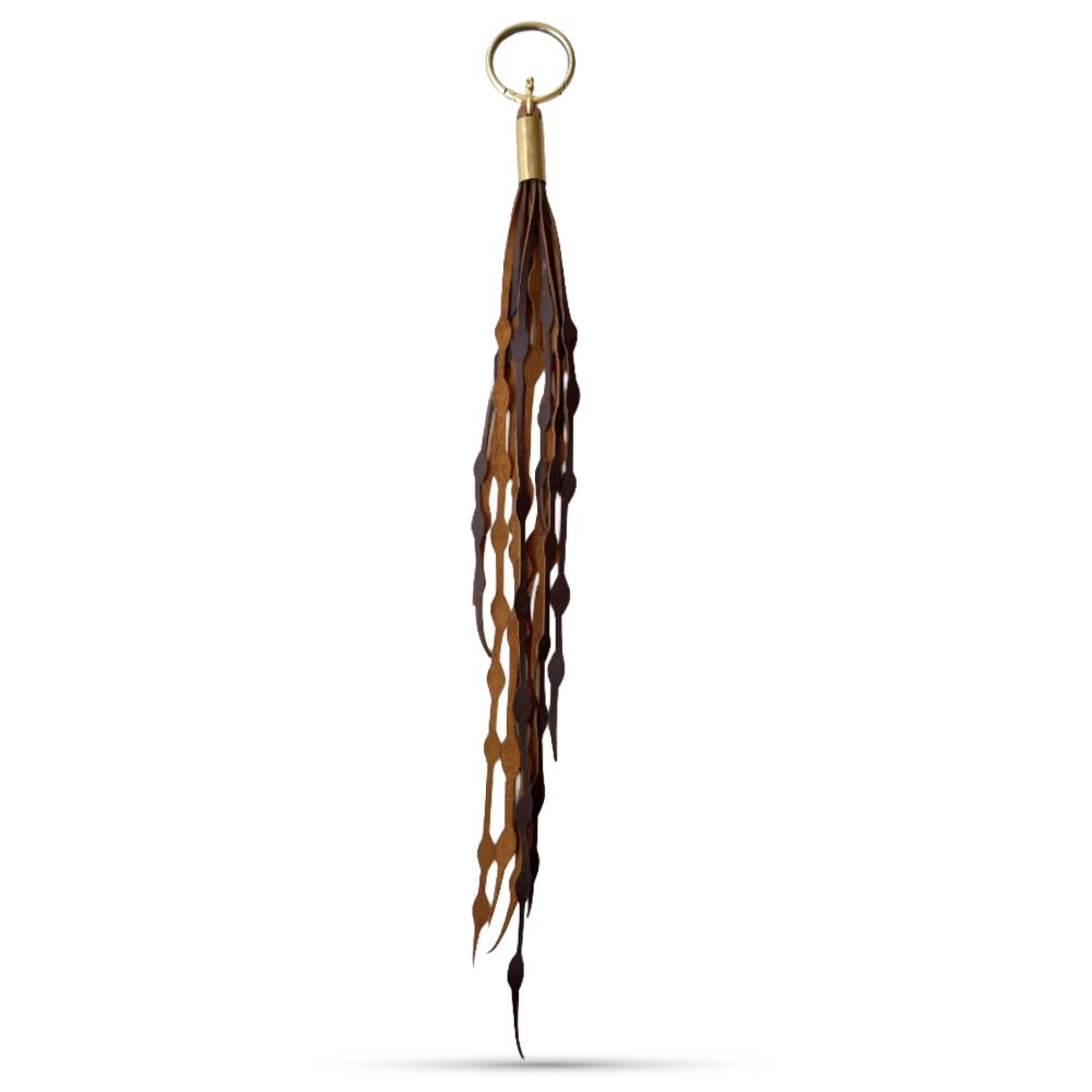 Brown Leather Dramatic Seaweed Tassel