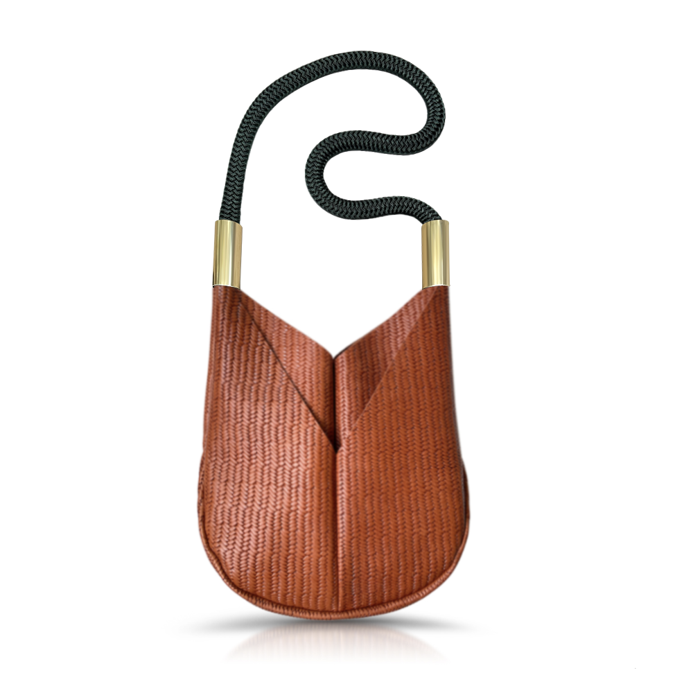 Original Wildwood Bag | Small Crossbody in Brown Basketweave Leather