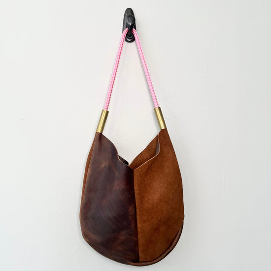 #44 Mermaid Purse | in Brown Leather with 25" Pink Beach Rose Dock Line