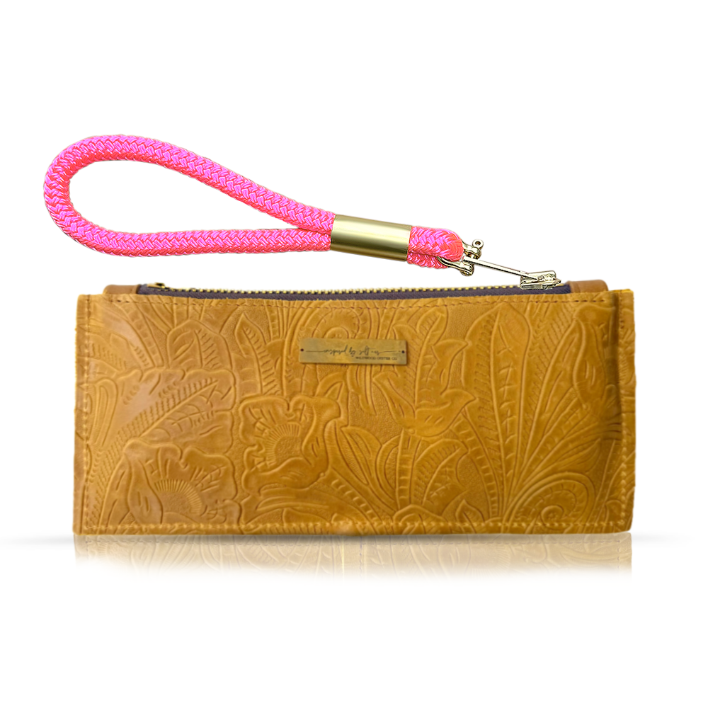 Clutch //  in Beach Cowgirl with Neon Pink Rope