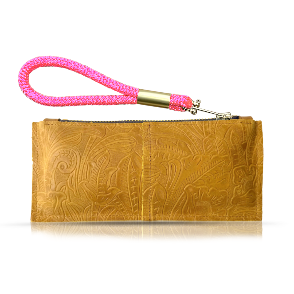 Clutch //  in Beach Cowgirl with Neon Pink Rope