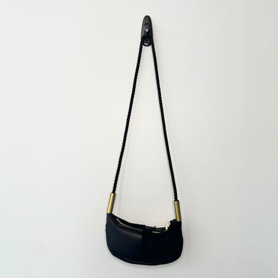 #37 Zip Crossbody | in Black Leather with 50" Summer Night Black Dock Line