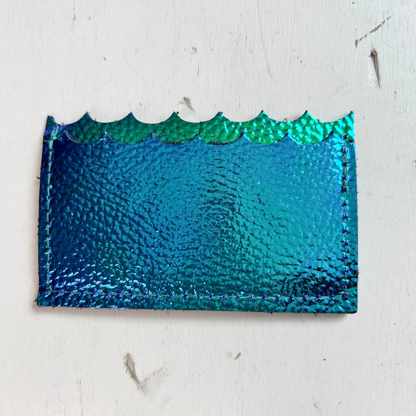 #65 Blue Opal Mini Wallet | with Oyster Shell