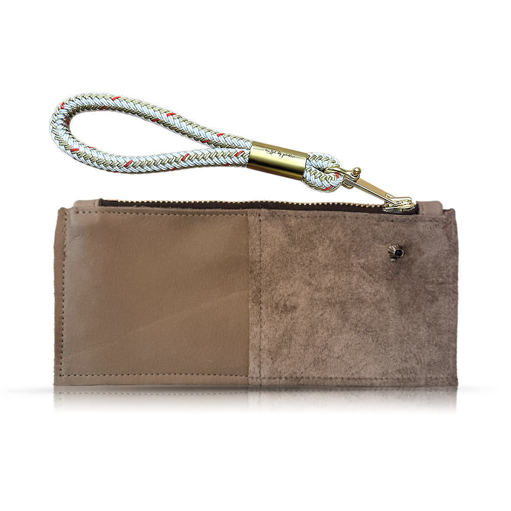 Limited Edition Clay Leather Clutch with Rope Wristlet