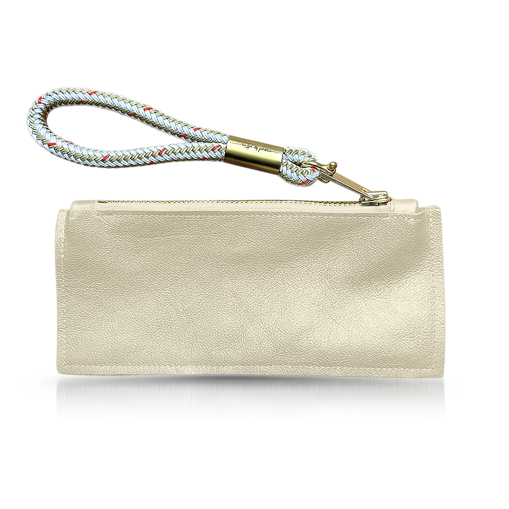 Limited Edition Gold Leather: Clutch | with Oyster Shell Gold Rope Wristlet