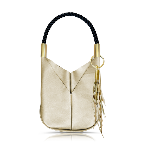 Limited Edition Gold Leather: Original Wildwood Bag in Large | with Summer Night Black Dock Line + Matching Seaweed Tassel