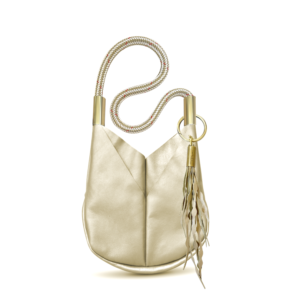 Limited Edition Gold Leather: Original Wildwood Bag in Small Crossbody | with Oyster Shell Gold Dock Line + Matching Seaweed Tassel