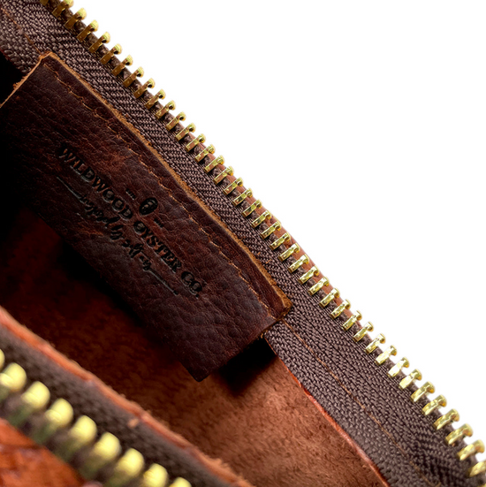 Wildwood Oyster Co. Brown Basketweave Leather Zip Tote Bag