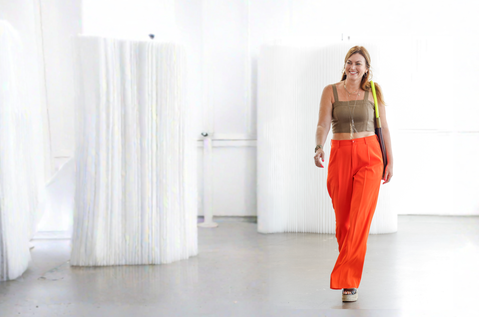 Becky McKinnell on the runway at new york fashion week