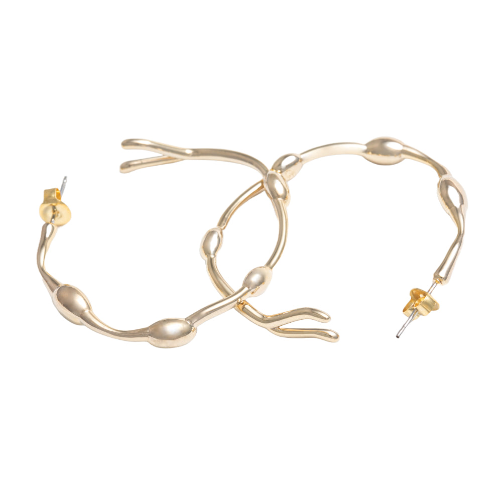 Seaweed Hoop Earrings in Gold