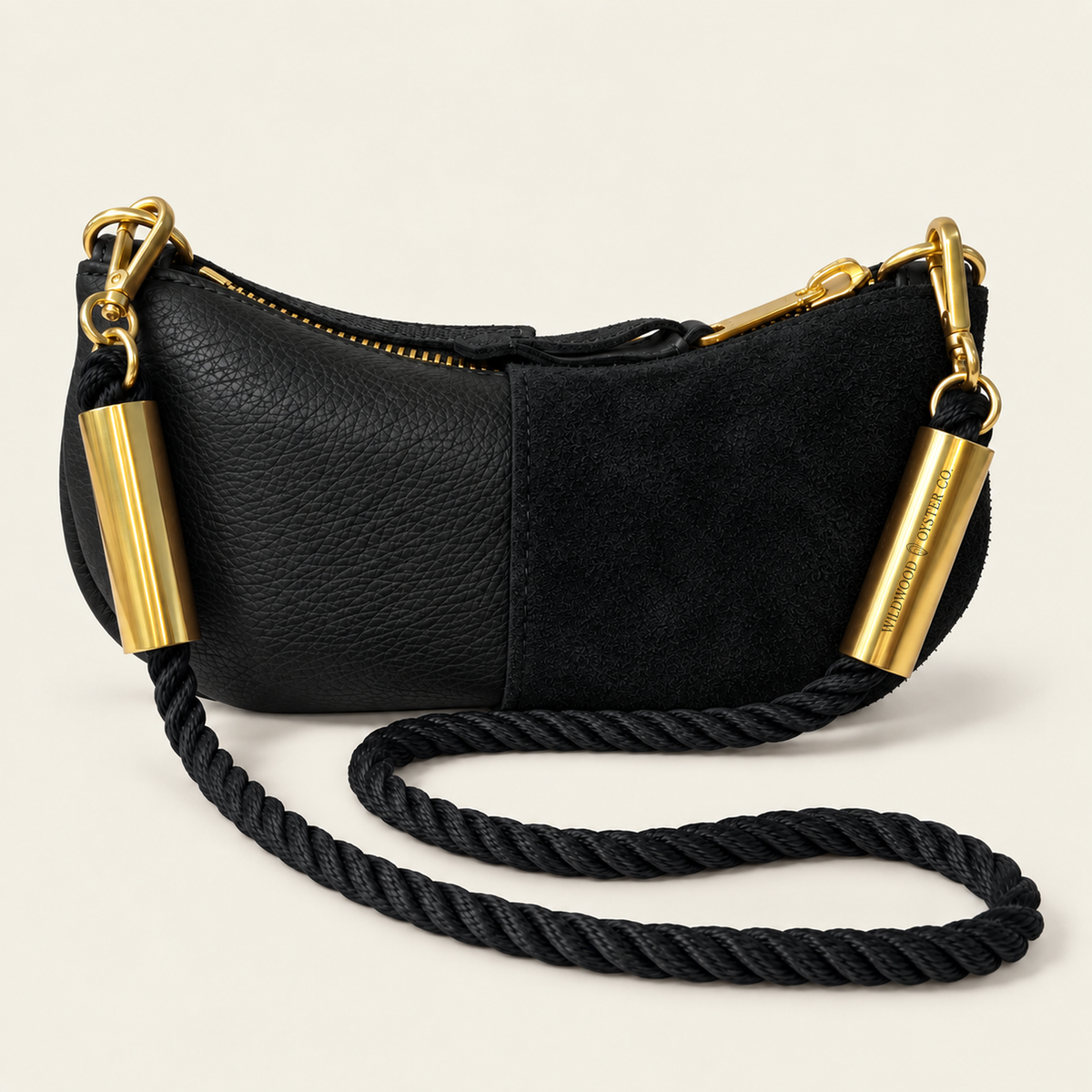 Convertible Zip Bag in Black Leather